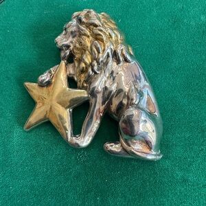 Yaakov Heller 925 2 Tone Lion and Star Brooch